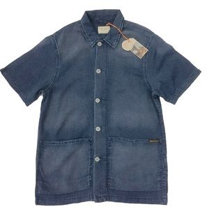 NUDIE JEANS SVANTE CUBAN DENIM INDIGO CHORE SHIRT